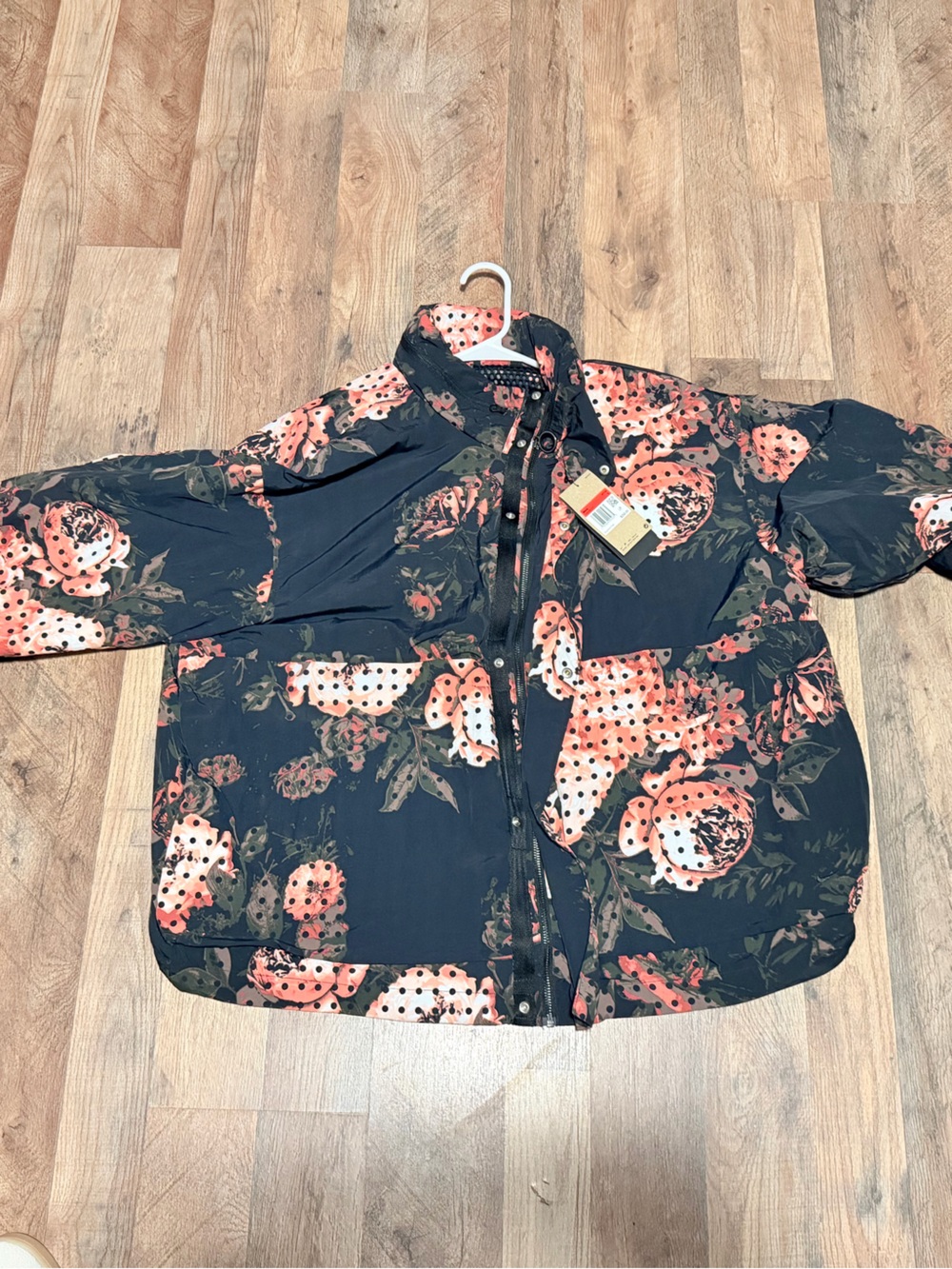Nike Black Windbreaker Jacket with Coral Floral Print